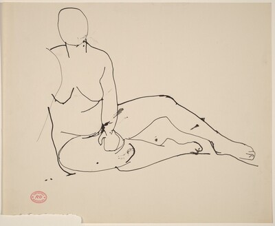 Untitled [seated female nude with hand on knee]