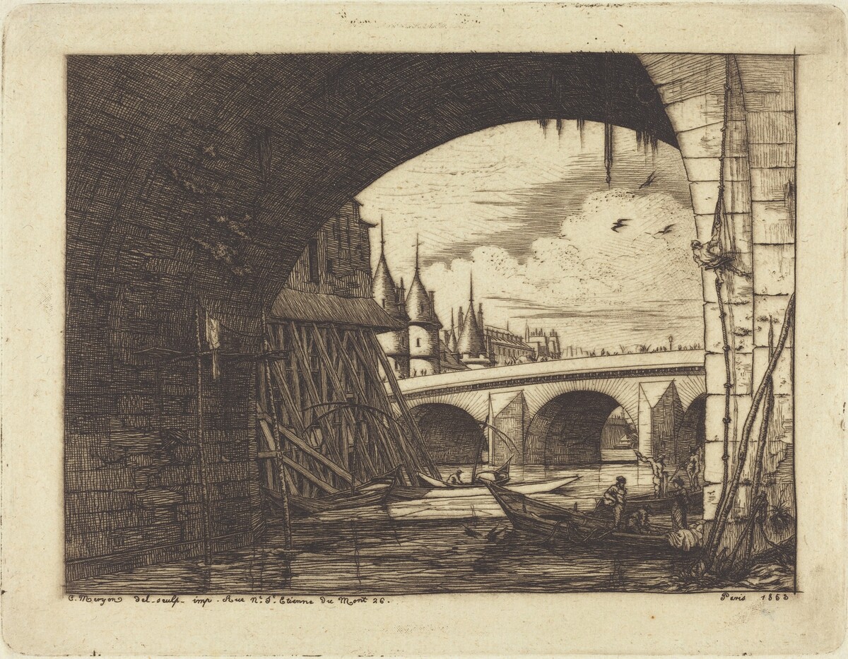L'arche du Pont Notre-Dame, Paris (An Arch of the Notre-Dame Bridge, Paris) by Charles Meryon