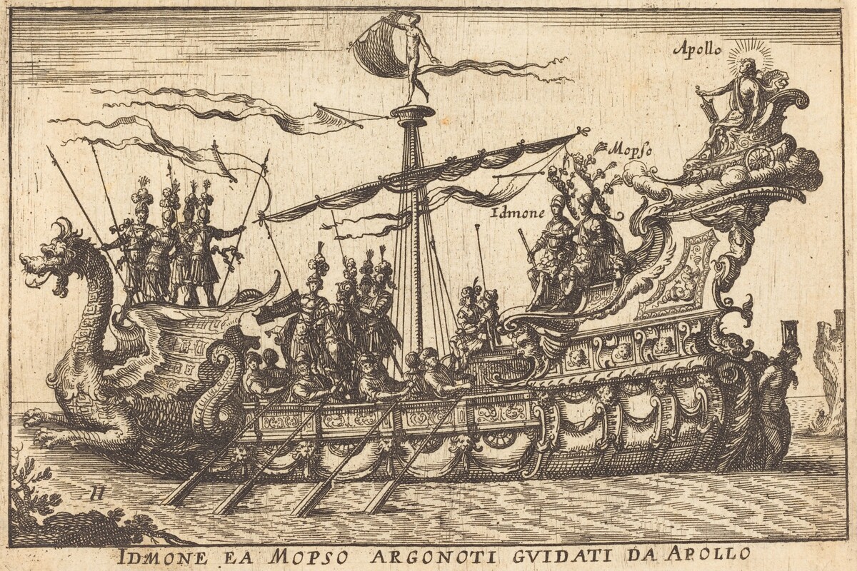 Idinone ea Mopso Argonoti guidati da Apollo by Balthasar Moncornet after Remigio Cantagallina