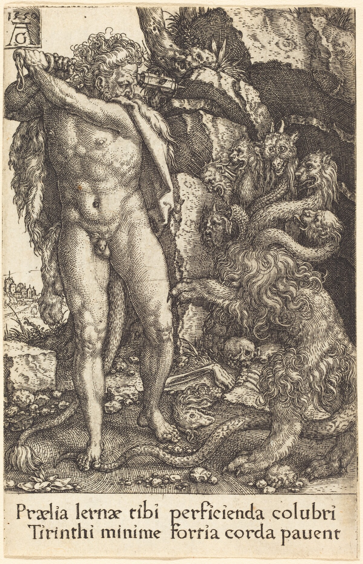 Hercules Fighting with the Hydra of Lernea by Heinrich Aldegrever