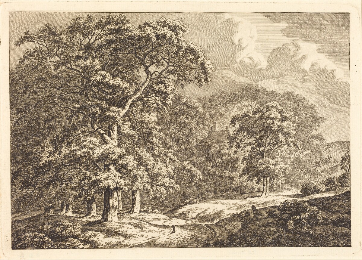 Forest with Travelers by a Road by Franciscus A. Milatz