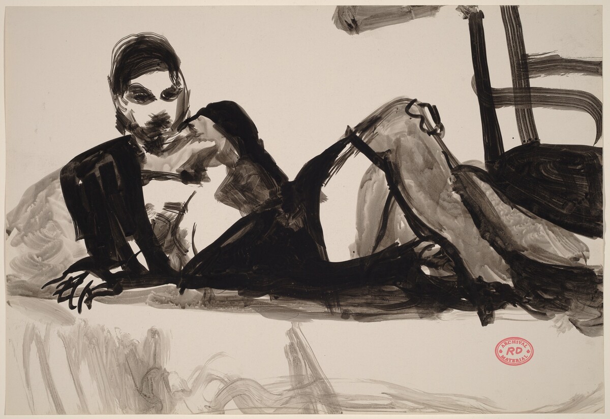 Untitled [woman reclining in a dark outfit] by Richard Diebenkorn