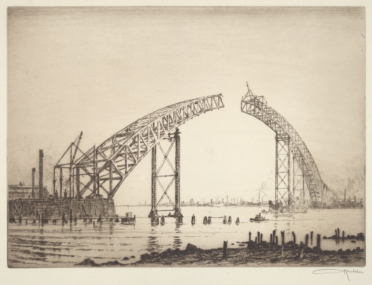 The Unfinished Span (Bayonne Bridge) by Otto August Kühler