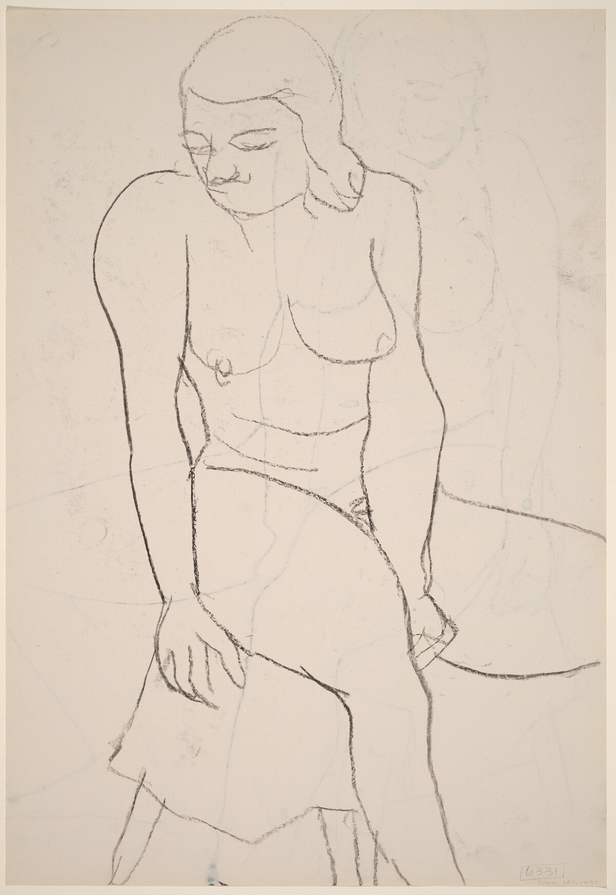 Untitled [seated female nude looking left] [verso] by Richard Diebenkorn