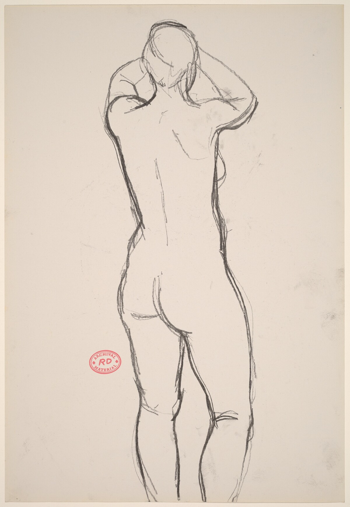 Untitled [back view of nude with arms raised to her head] by Richard Diebenkorn