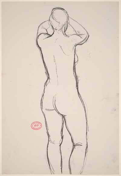 Untitled [back view of nude with arms raised to her head]