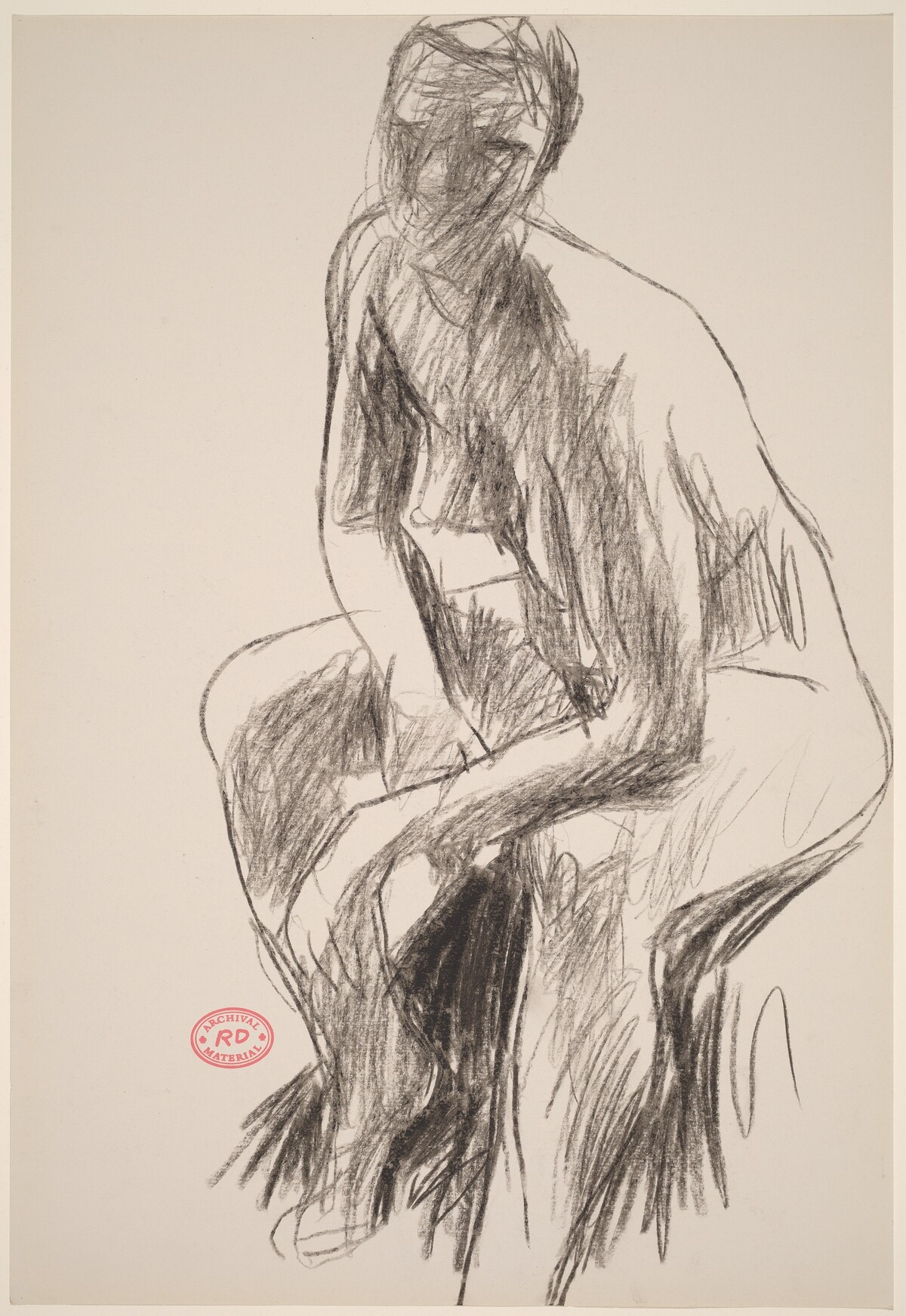 Untitled [seated female nude leaning forward] by Richard Diebenkorn