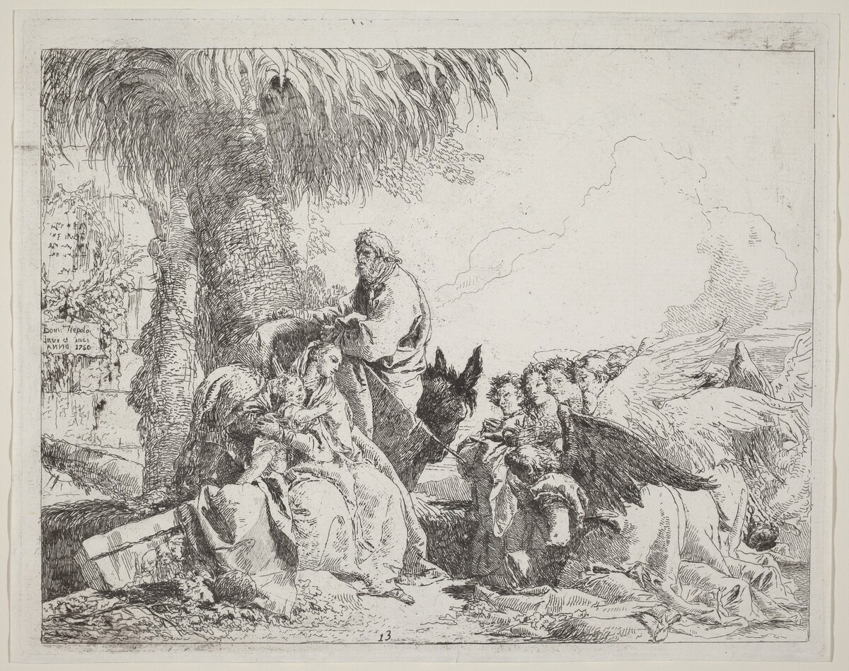 The Rest on the Flight, with Adoring Angels by Giovanni Domenico Tiepolo