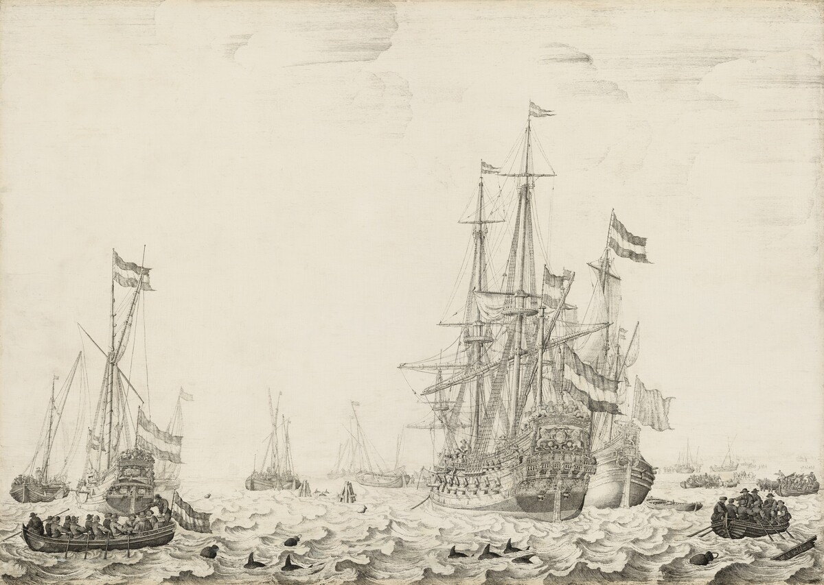 Dutch Ships near the Coast by Willem van de Velde the Elder