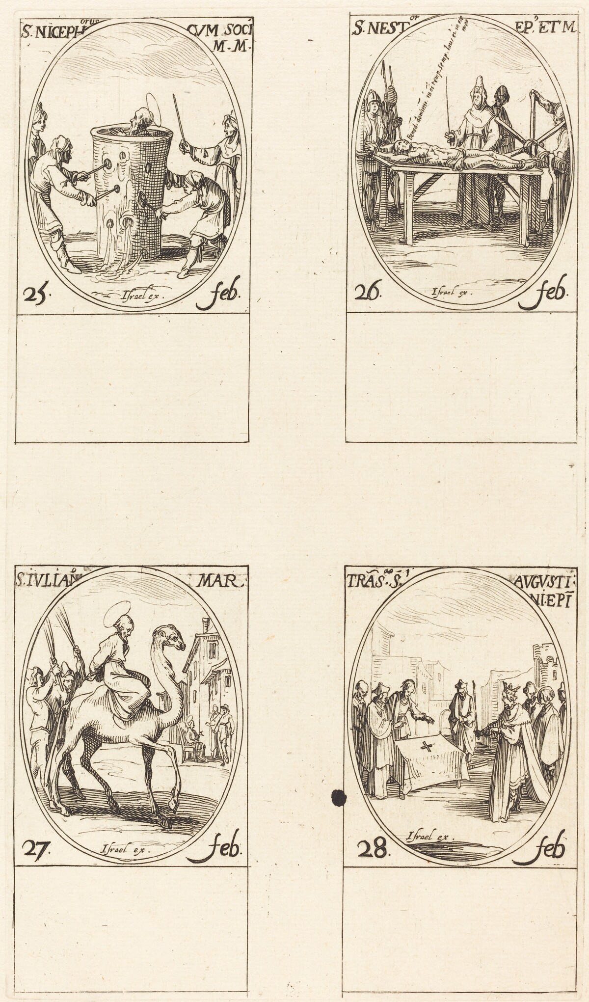 St. Nicephorus; St. Nestor; St. Julian; Translation of St. Augustin by Jacques Callot