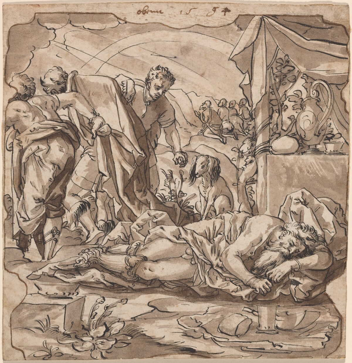 The Drunkenness of Noah by Werner Kübler after Tobias Stimmer
