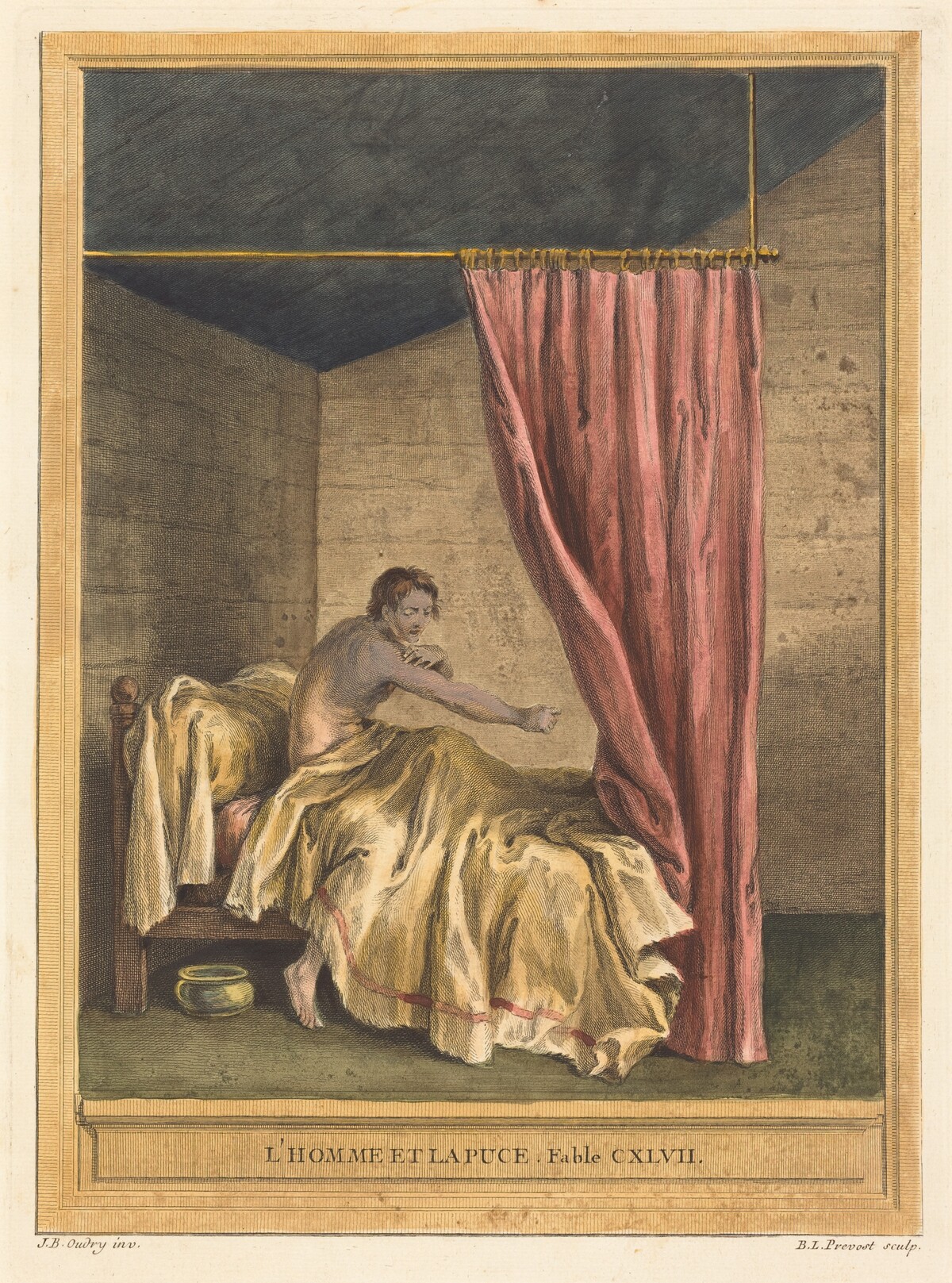 L'homme et la puce (The Man with Fleas) by Benoît-Louis Prévost after Jean-Baptiste Oudry