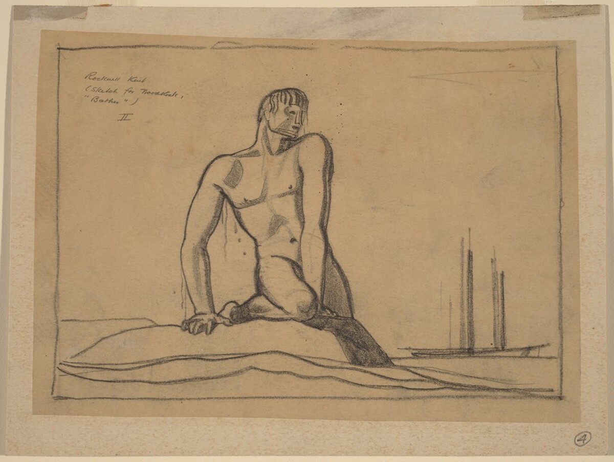 Sketch for Woodblock "Bather" II by Rockwell Kent
