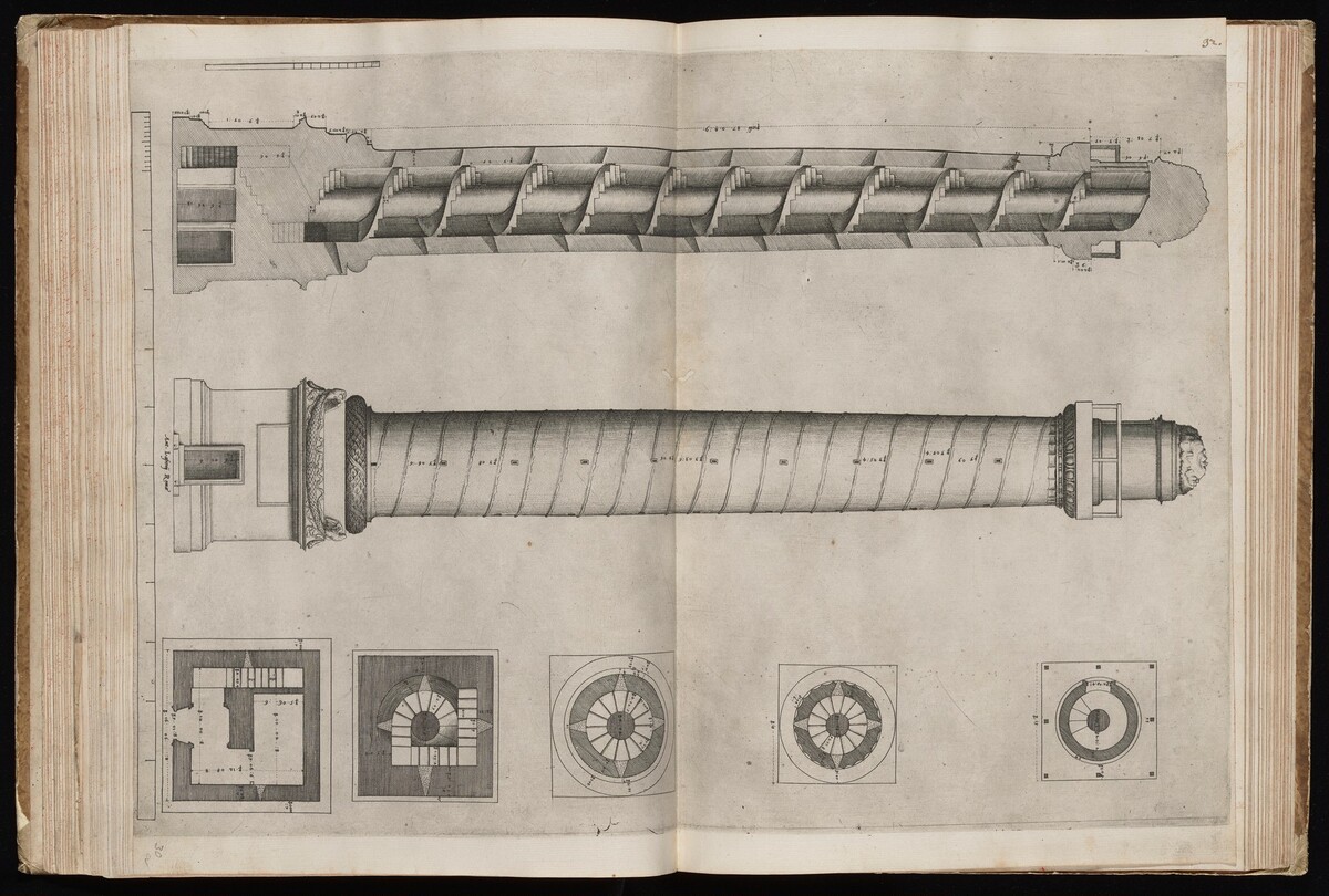 Section and Elevation of Trajan's Column by Italian 16th Century, published by Antonio Lafreri