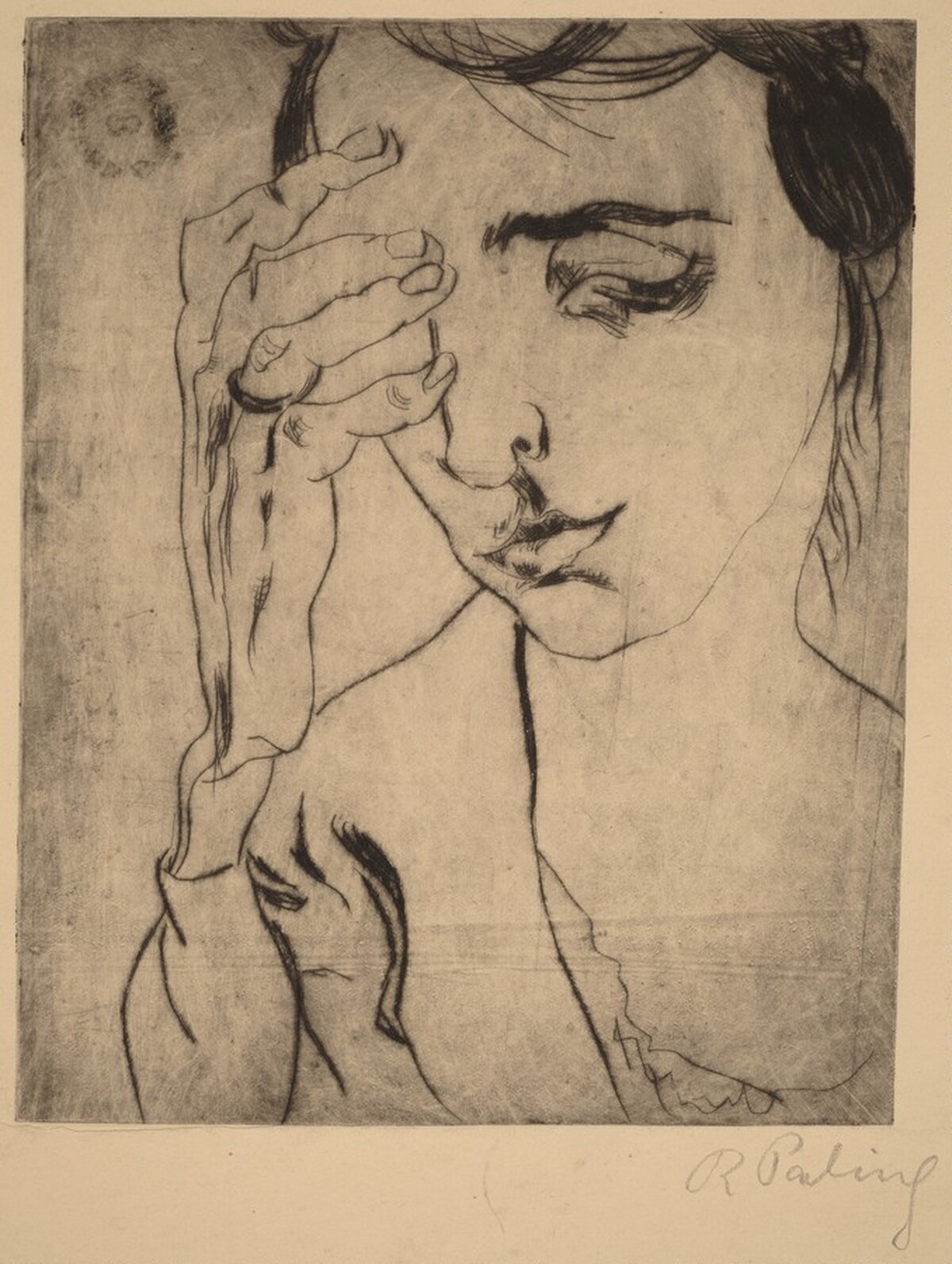 A Girl with her Hand on her Head by Richard Paling