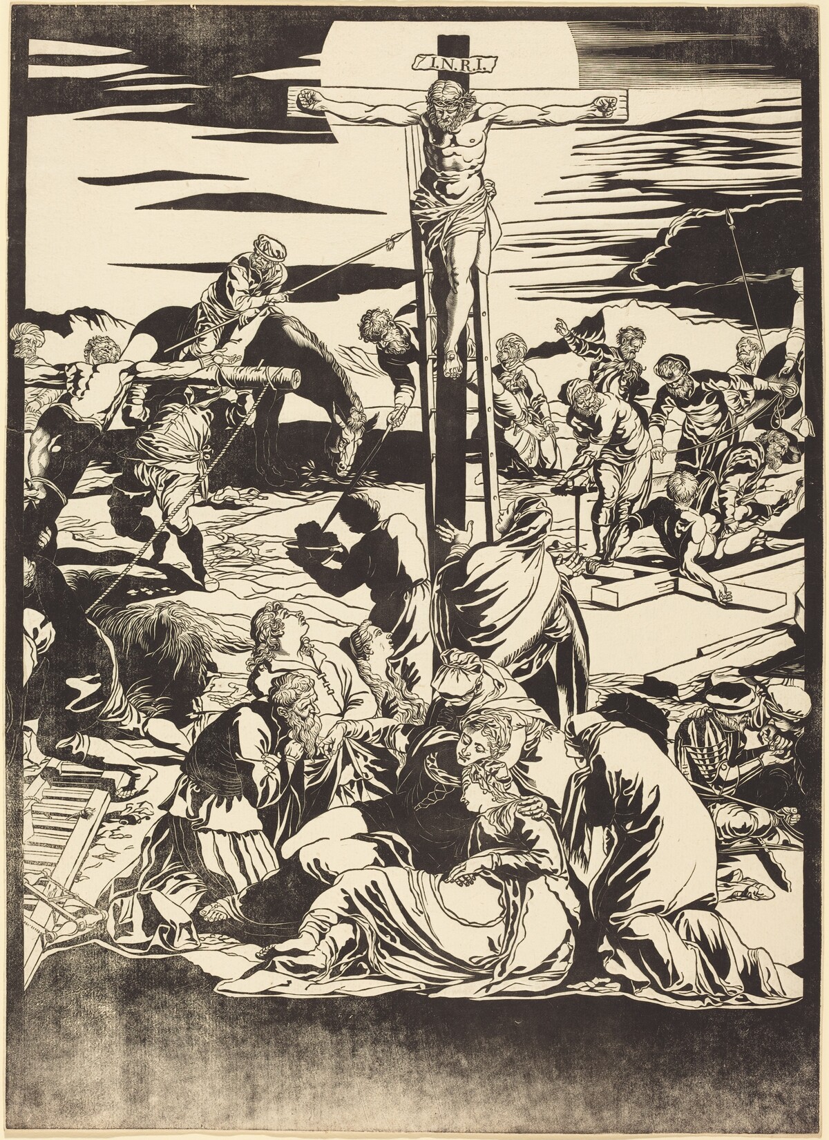 The Crucifixion [center plate] by John Baptist Jackson after Jacopo Tintoretto