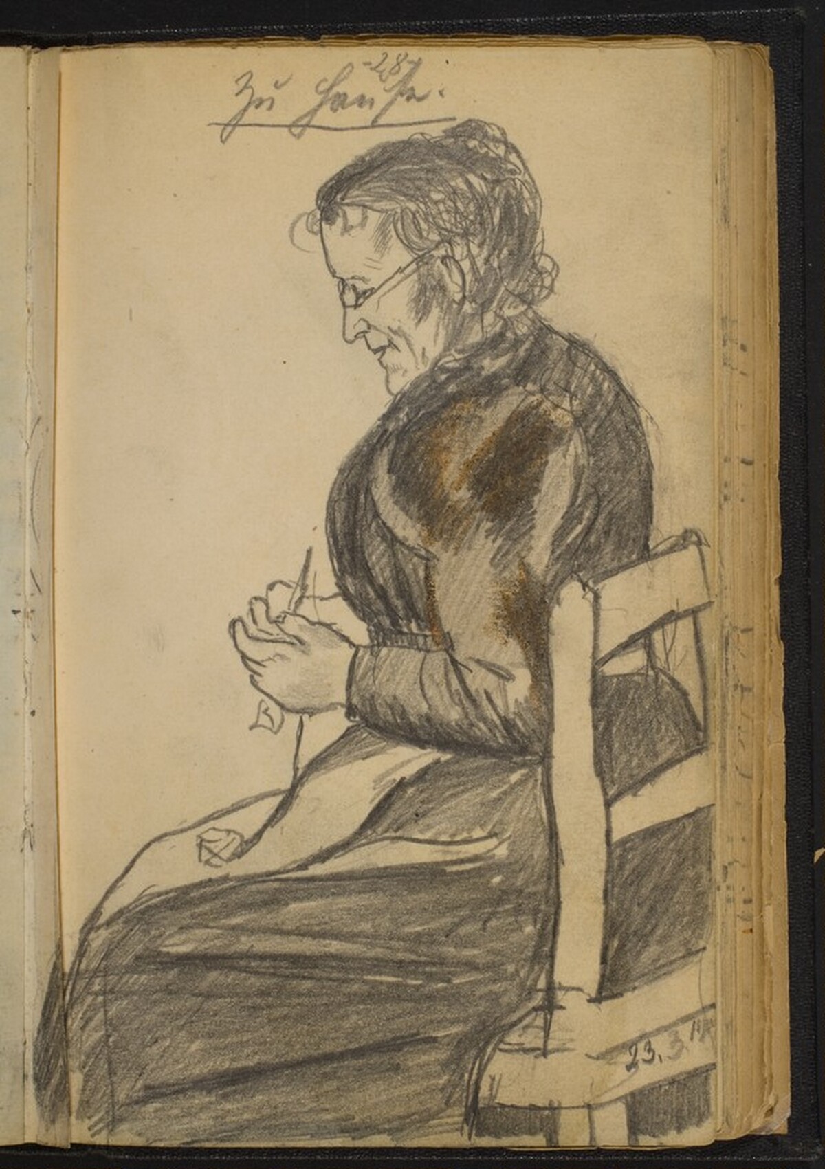 Old Woman Crocheting by Max Beckmann