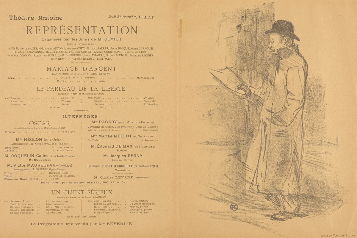 Mariage d'argent; Le Fardeau de la liberté; Un Client sérieux [recto] by Henri de Toulouse-Lautrec