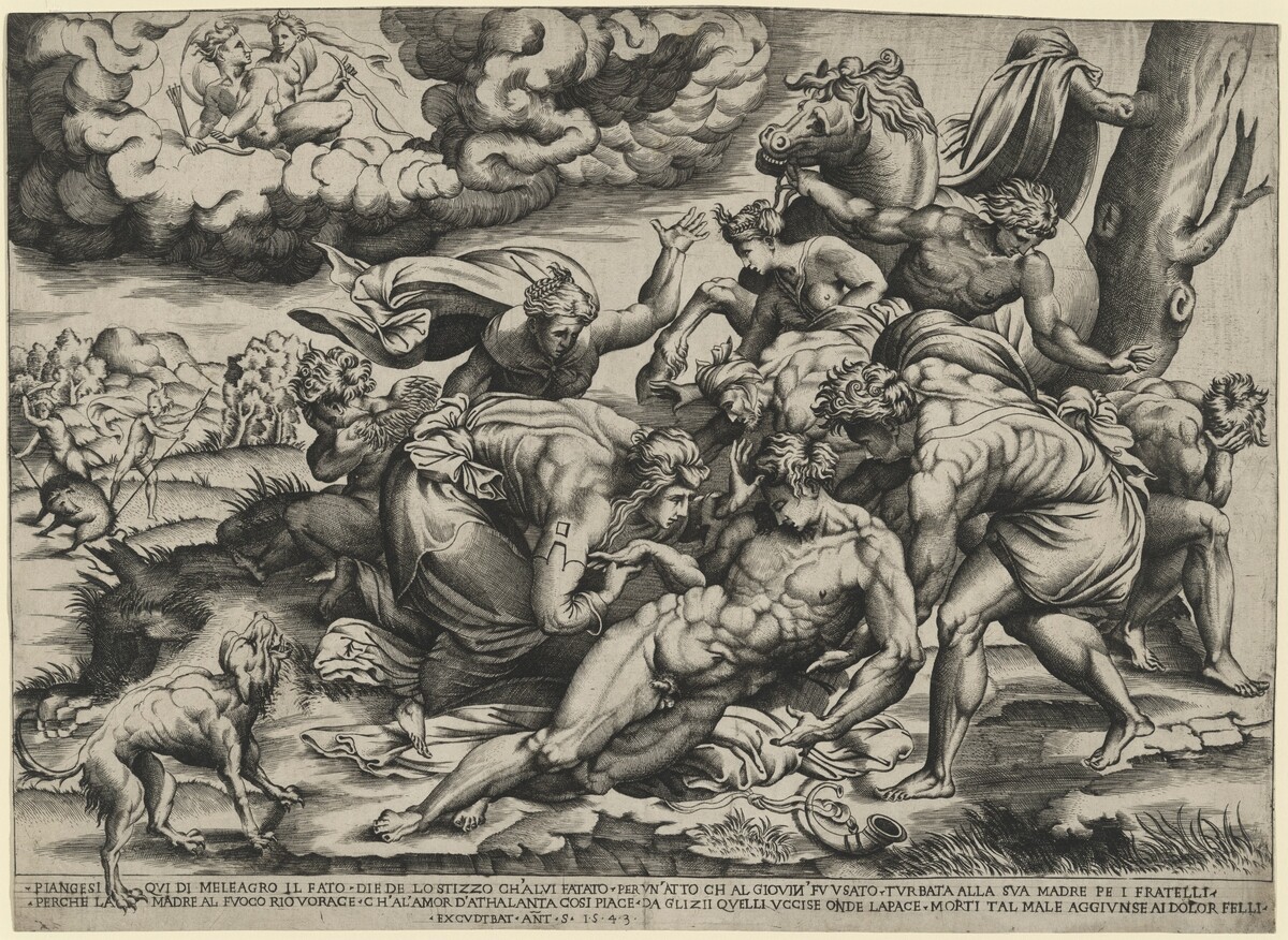 The Death of Meleager by Nicolas Beatrizet, after Francesco Salviati(?)