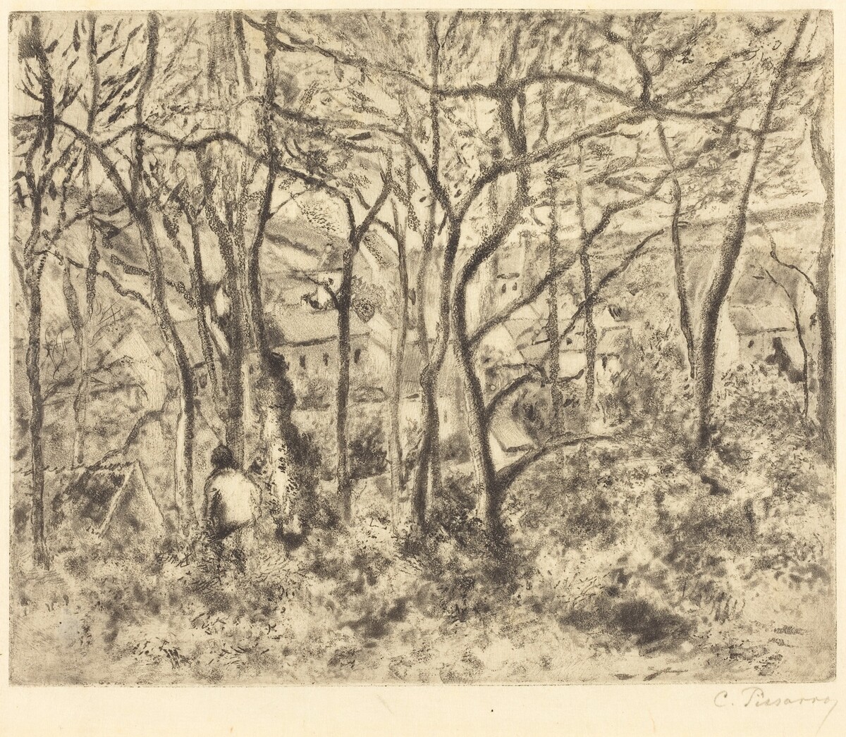 Wooded Landscape at L'Hermitage, Pontoise (Paysage sous bois, a L'Hermitage, Pontoise) by Camille Pissarro
