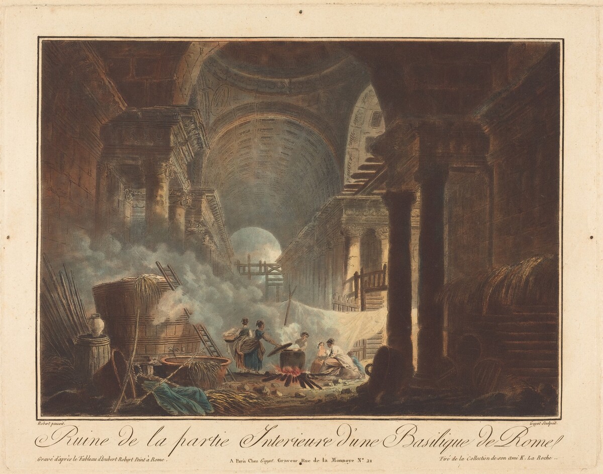 Ruine de la partie Interieure d'une Basilique de Rome by Laurent Guyot after Hubert Robert