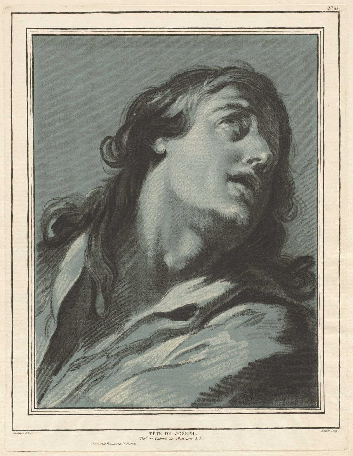 Tête de Joseph (Head of Joseph) by Louis-Marin Bonnet, after Jean-Baptiste Deshays