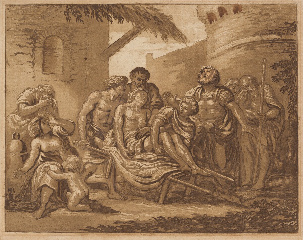The Death of Hector on the Ramparts of Troy (recto) / Tancred and Erminia (verso) by Pierre Lelu