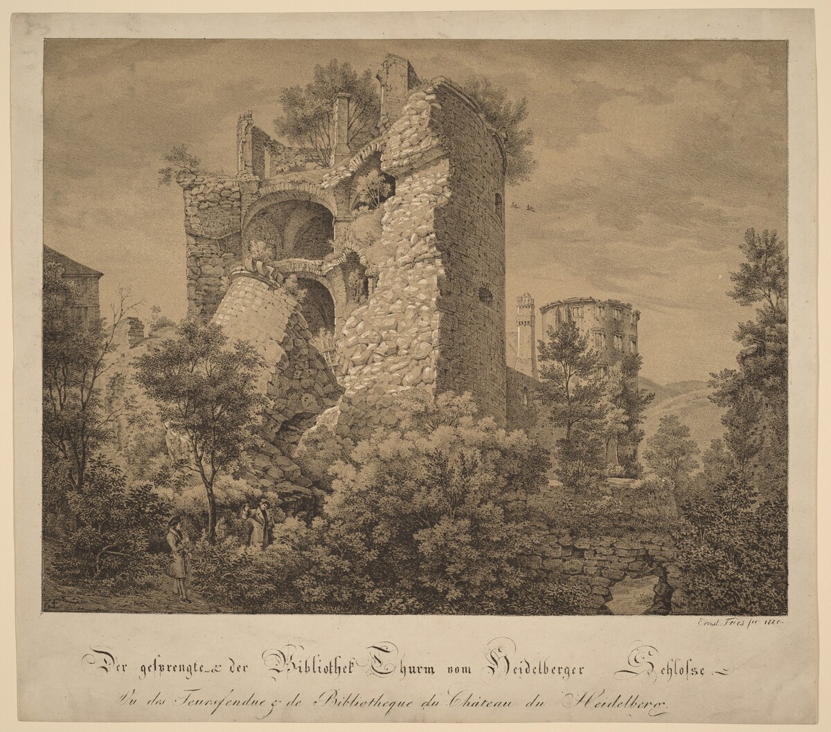 Der Gesprengte und der Bibliotheke Thurm von Heidelberger Schloß (The Exploded Tower and the Library of Heidelberg Castle) by Ernst Fries