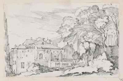 Houses and a Garden on a Hillside in Italy