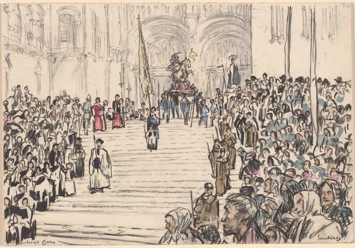 Corpus Christi Procession, Santiago by Sir Muirhead Bone