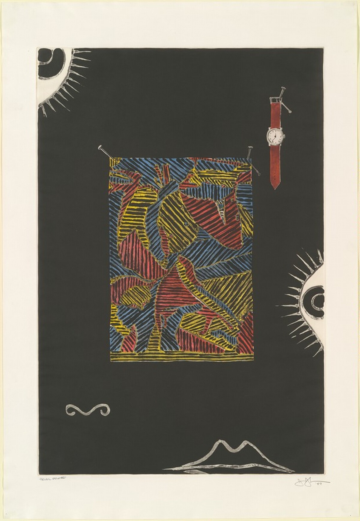 Face with Watch [trial proof] by Jasper Johns