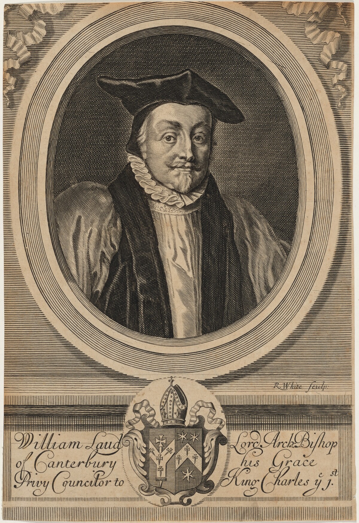 William Laud, Archbishop of Canterbury by Robert White after Sir Anthony van Dyck
