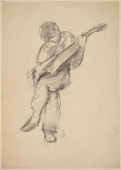 Young Man Seated, Playing a Lute