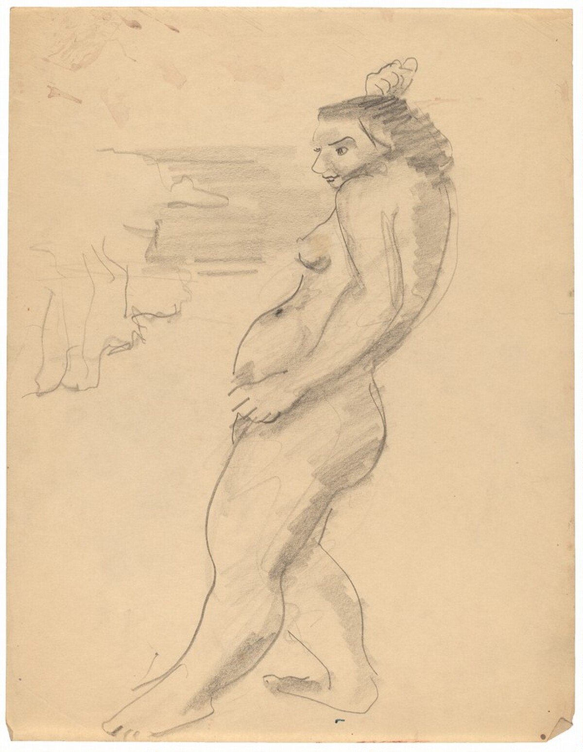 Standing Nude Facing Left, Right Hand above Head by Mark Rothko