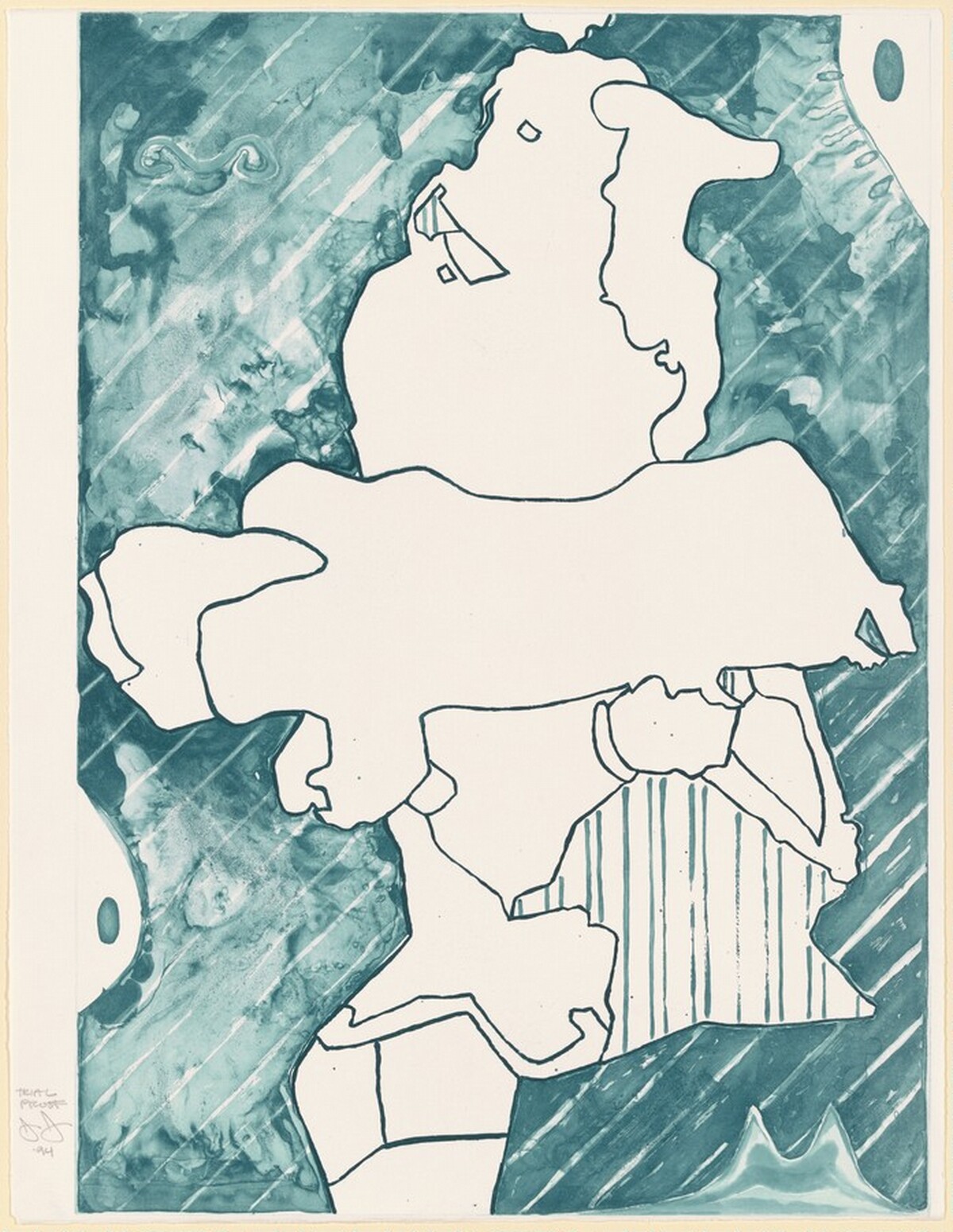 Green Angel 2 Experimental Lithos [trial proof] by Jasper Johns