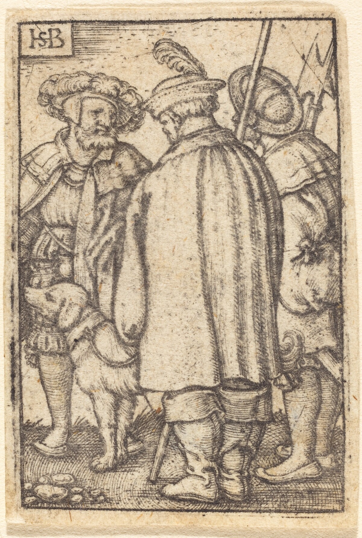 Three Soldiers and a Dog by Sebald Beham
