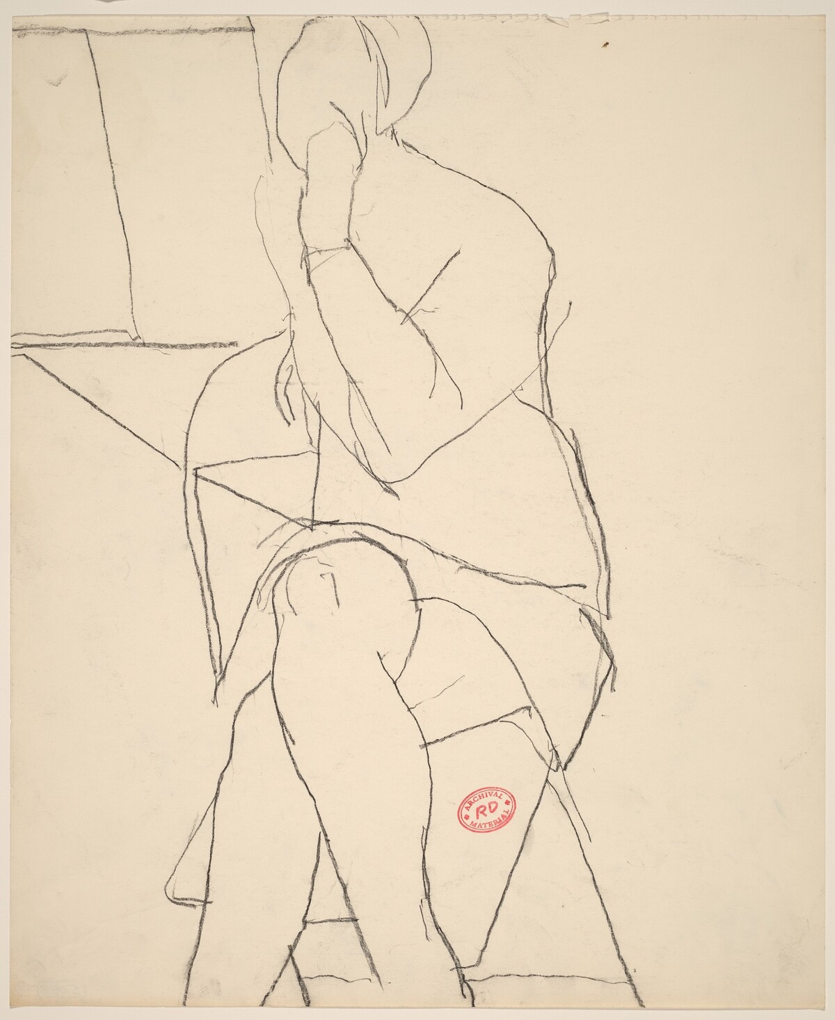 Untitled [woman seated in a folding chair and crossing her legs] by Richard Diebenkorn