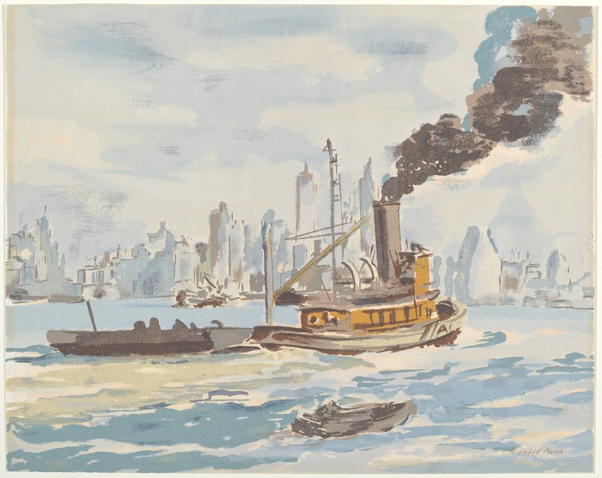 Tug Boat in New York Harbor by Reginald Marsh