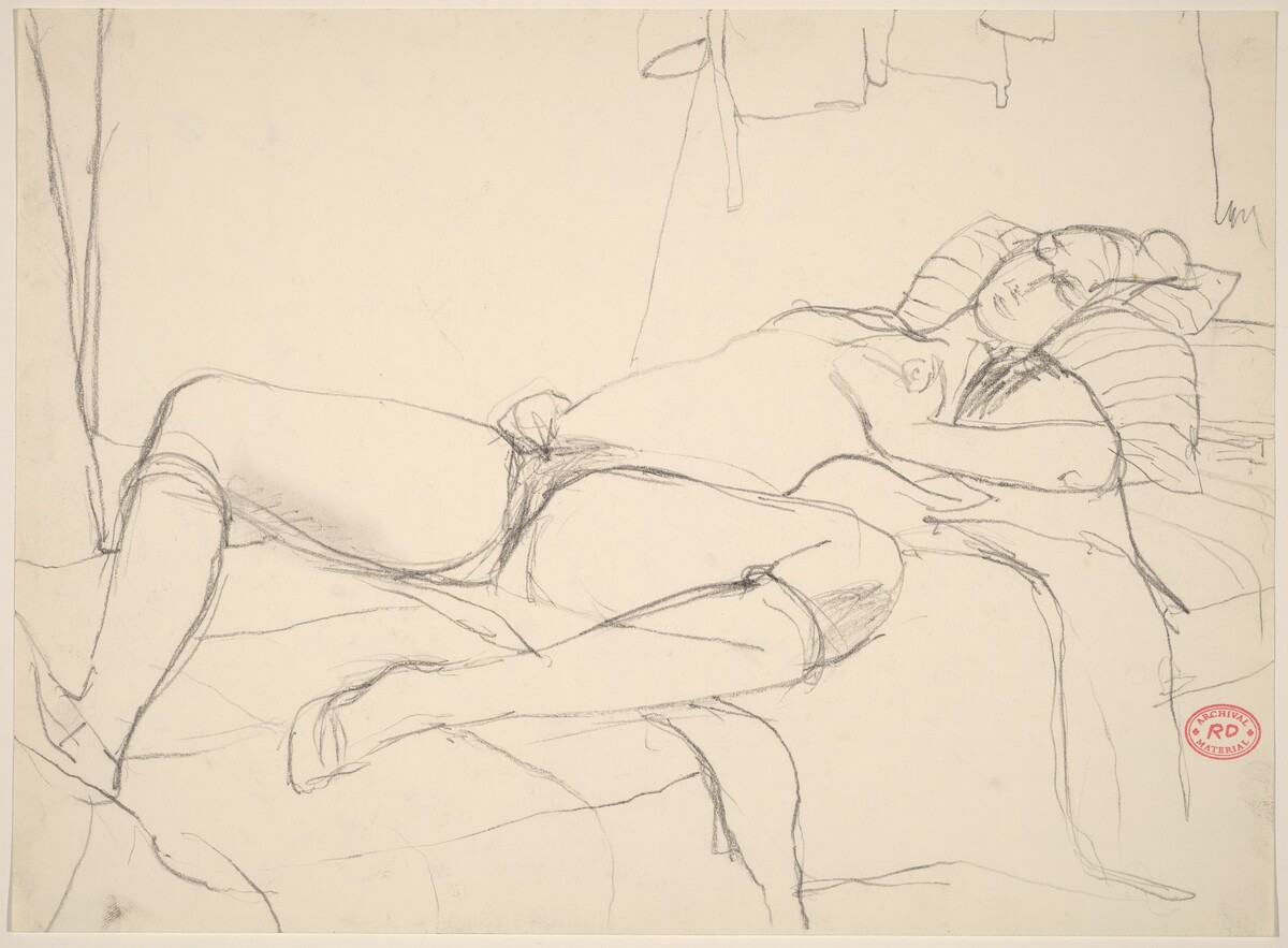 Untitled [female nude reclining on a bed] by Richard Diebenkorn