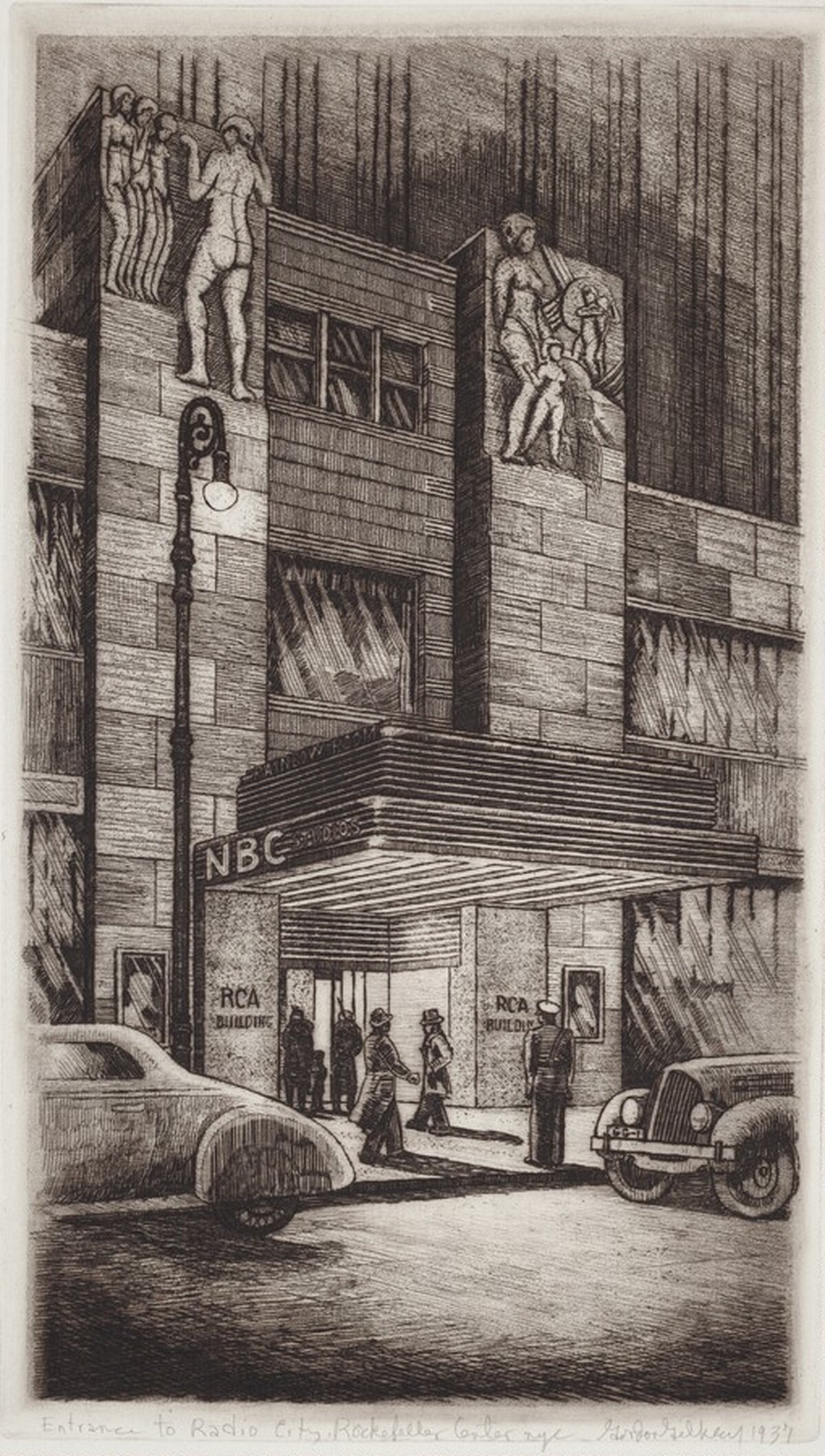 Entrance to Radio City, Rockefeller Center, New York by Gordon Waverly Gilkey