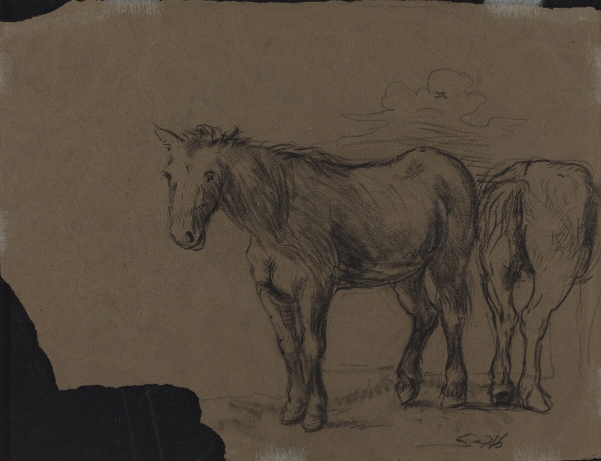 Horses by French 19th Century (Possibly Alexandre-Gabriel Decamps) after Paulus Potter