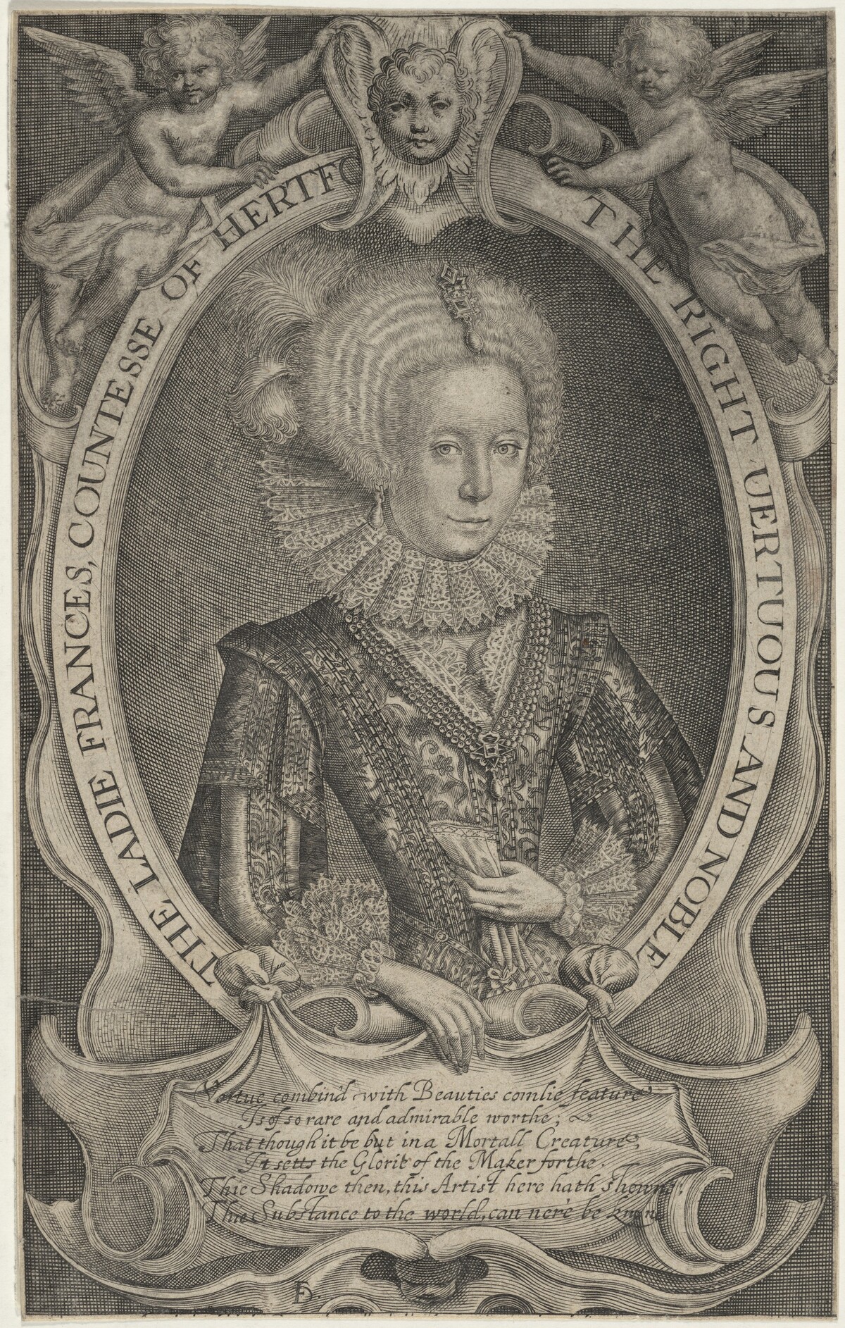 The Ladie Frances, Countesse of Hertford (Frances Howard) by Francis Delaram