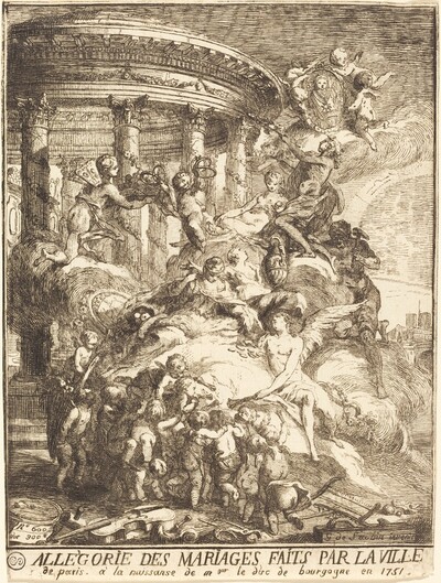 Allégorie des mariages faits par la ville de Paris à la naissance du duc de Bourgogne (Allegory of the Marriages Performed by the City of Paris in Honor of the Birth of the Duc de Bourgogne in 1751)