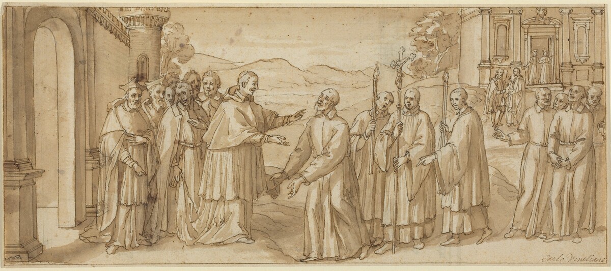 The Meeting of San Carlo Borromeo and San Filippo Neri by Italian 17th Century