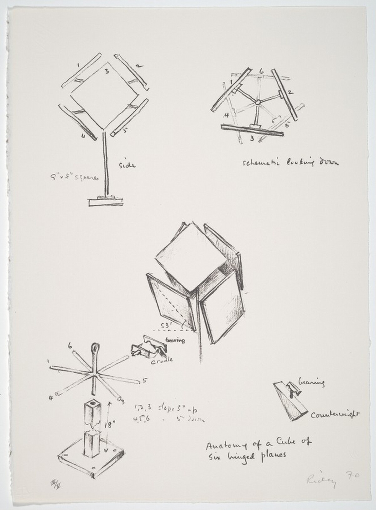 Anatomy of a Cube of Six Hinged Planes by George Rickey