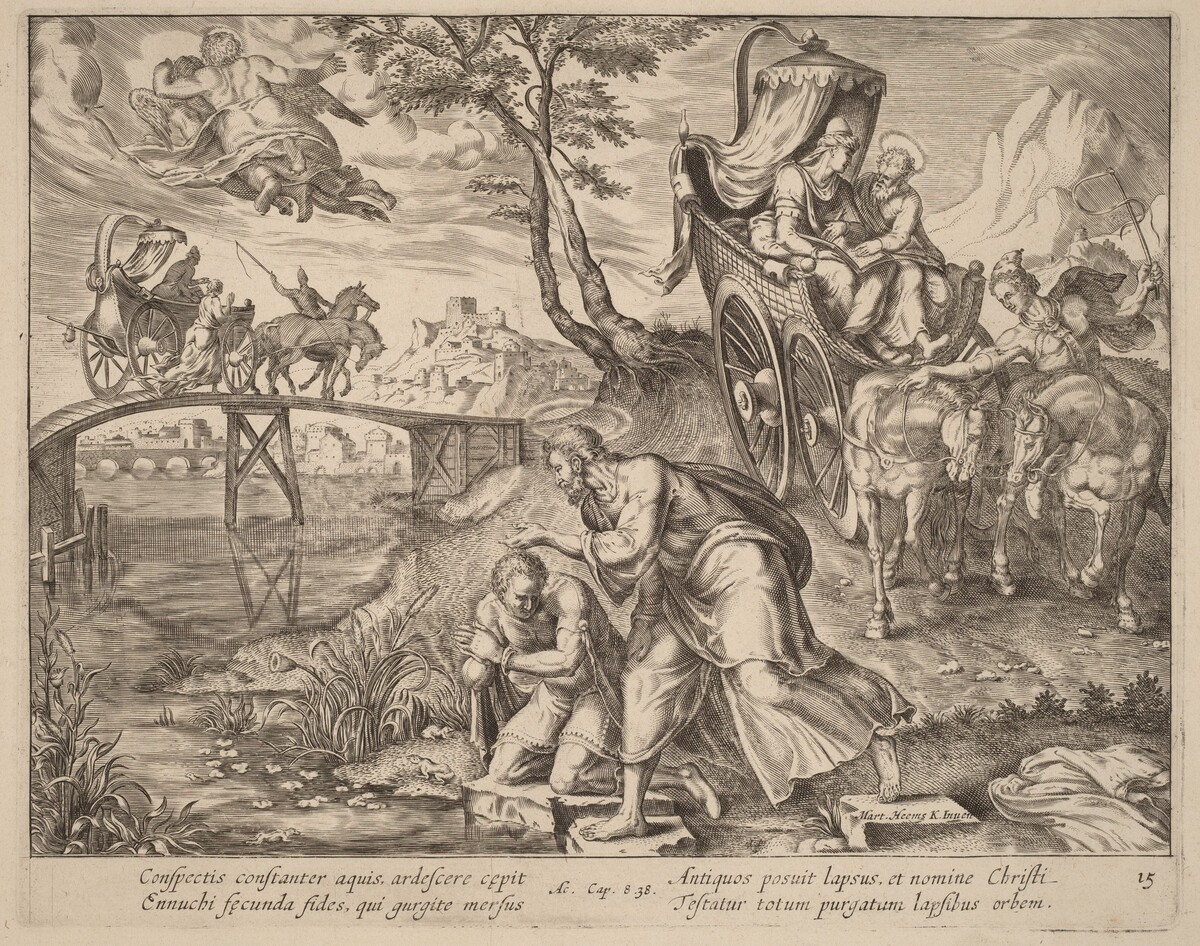 The Baptism of the Eunuch by Saint Philip by Philip Galle after Maerten van Heemskerck