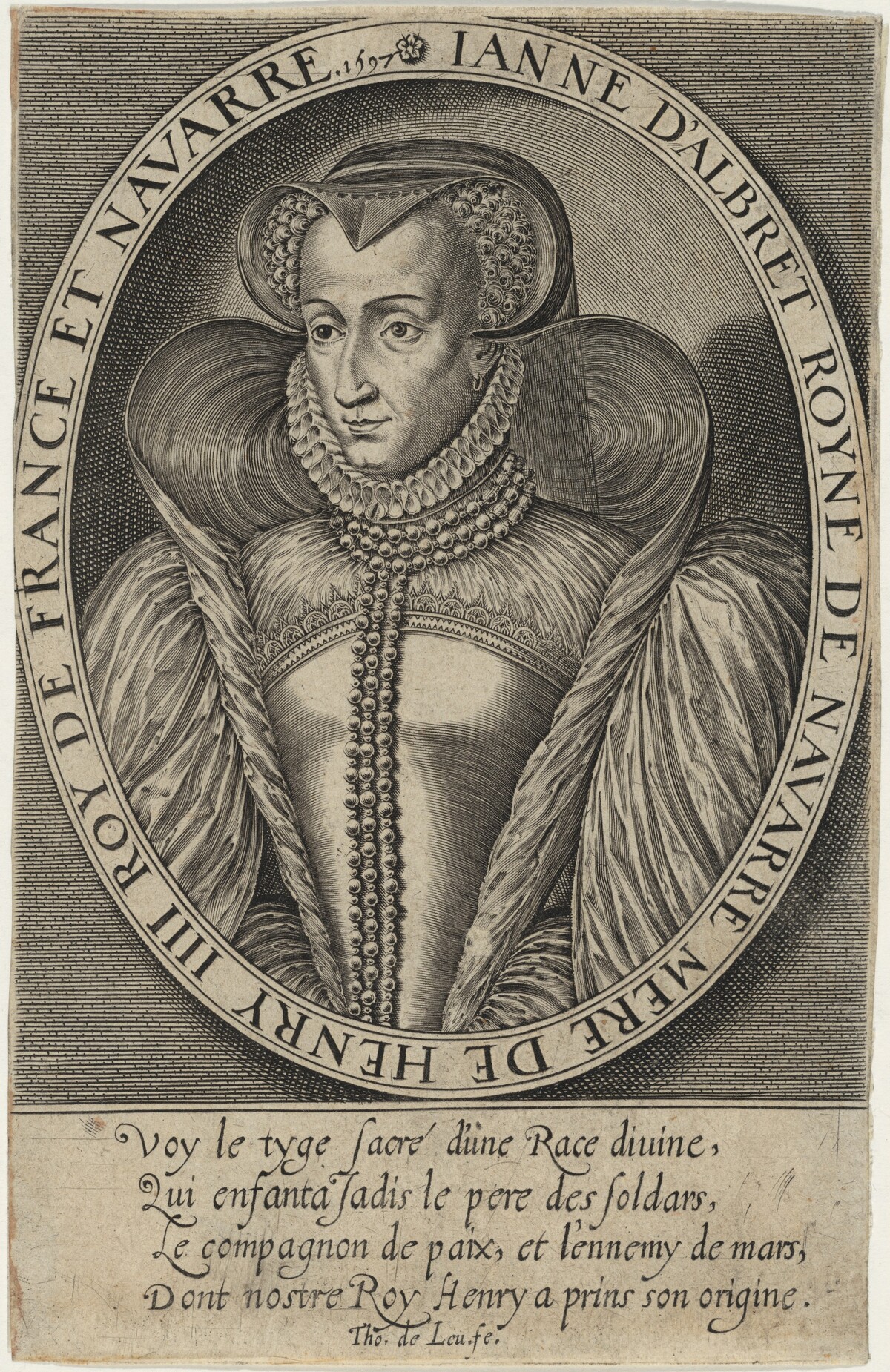 Jeanne D'Albret, Queen of Navarre, Mother of Henry IV of France by Thomas de Leu
