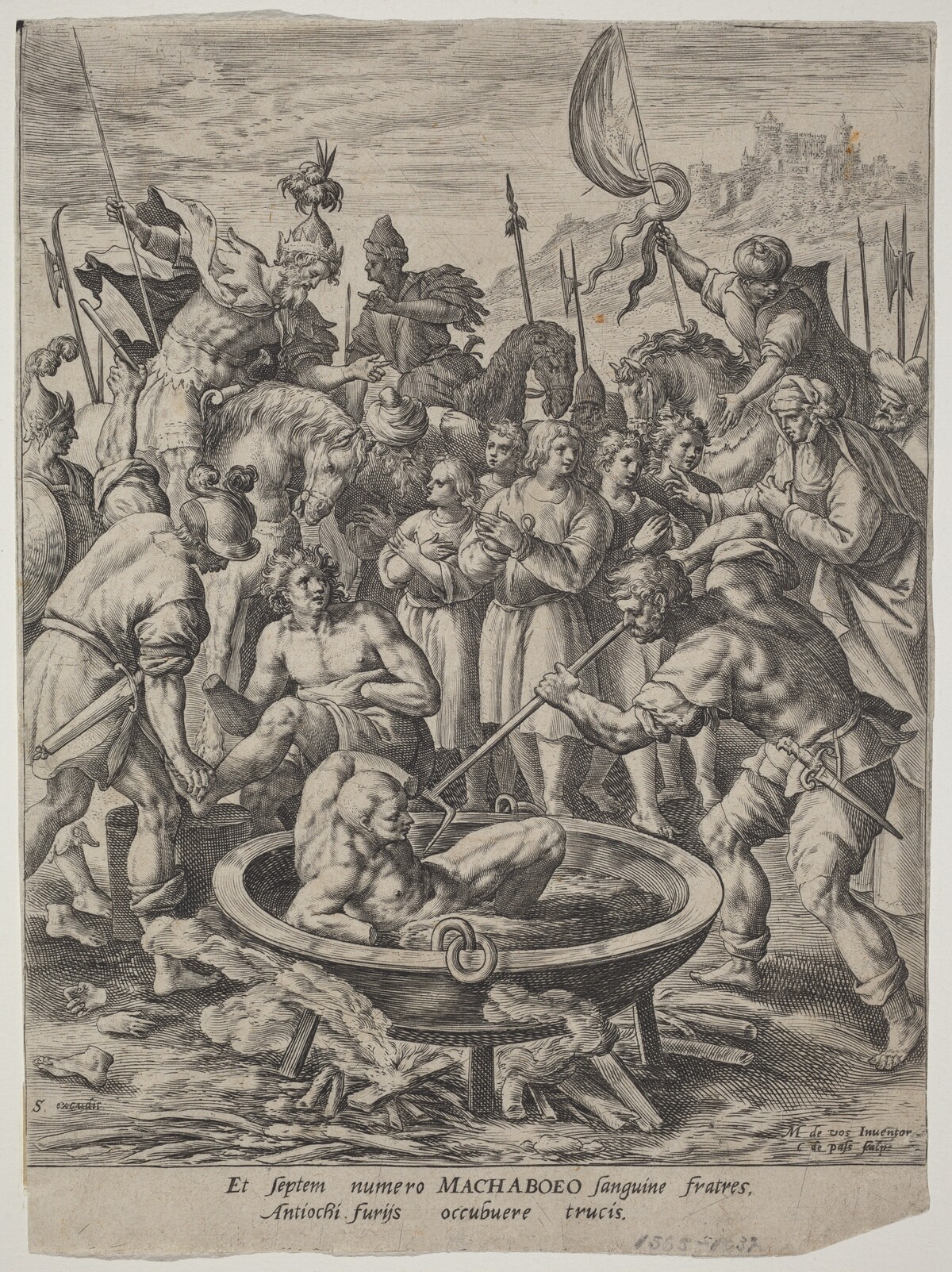 The Seven Maccabean Brothers Killed by Antiochus by Crispijn van de Passe I after Maarten de Vos