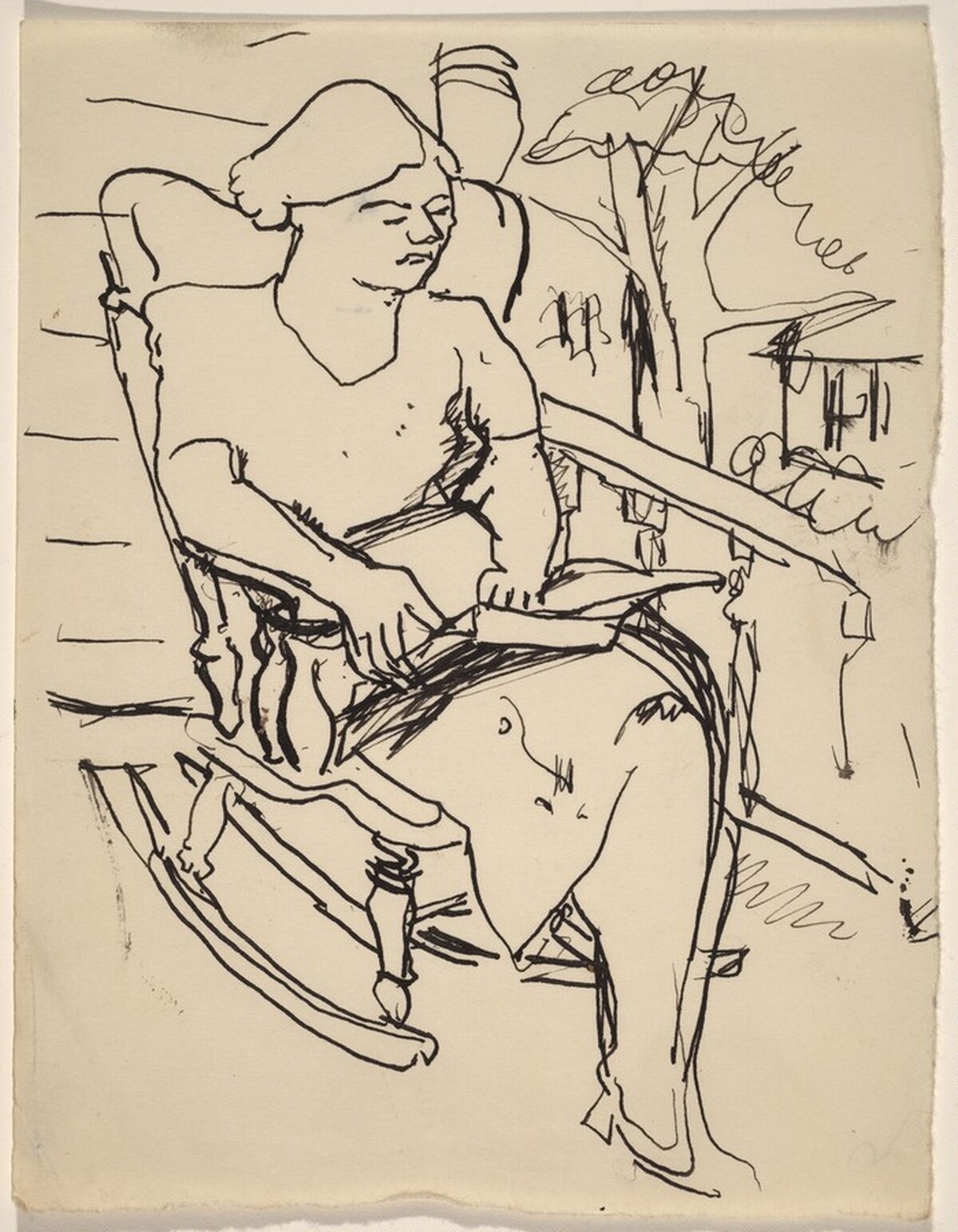 Woman Seated in a Rocker Outdoors, Reading by Mark Rothko