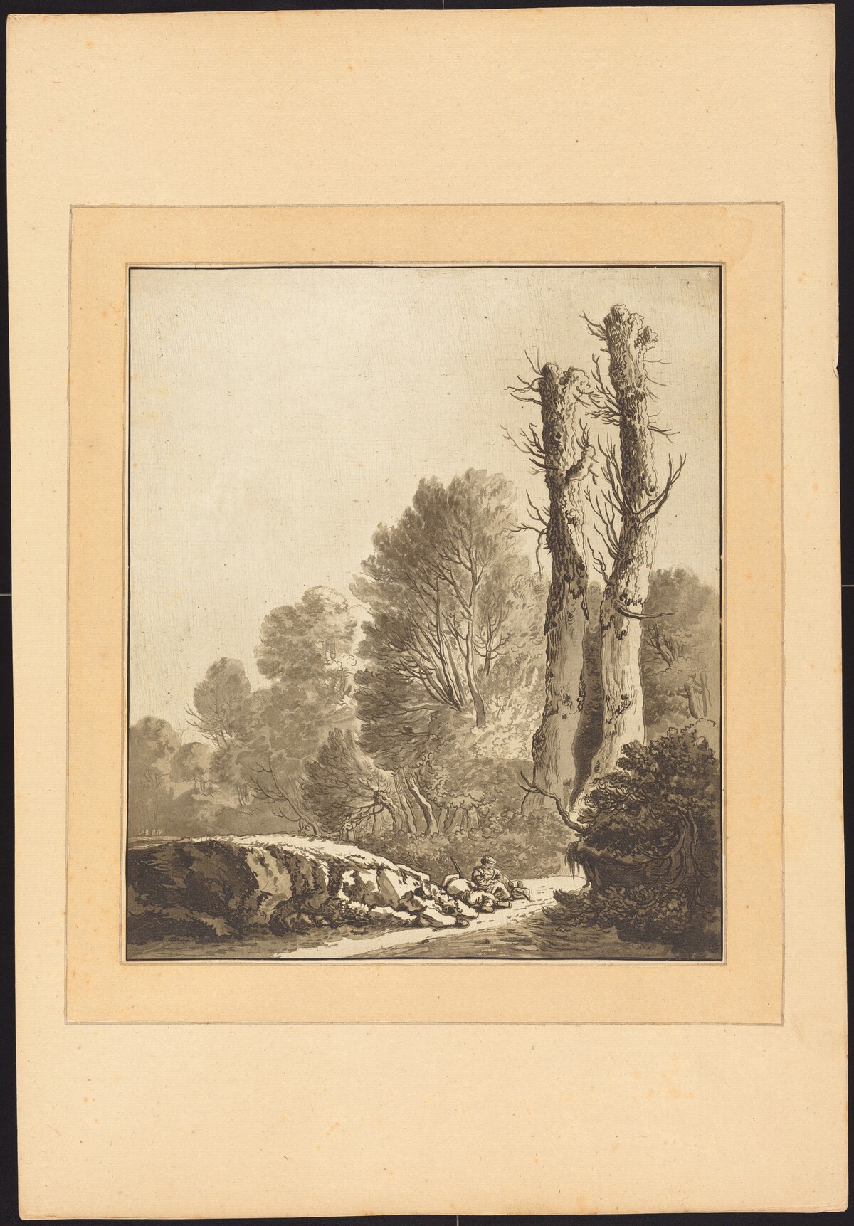 Landscape with Two Trees by Maria Catharina Prestel after Herman Saftleven